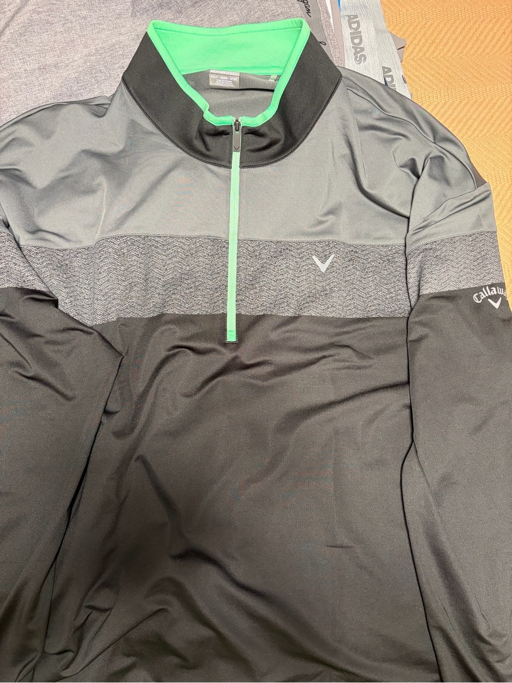 Callaway Men’s Black & Gray Half-Zip Pullover with Green Trim Weather Series